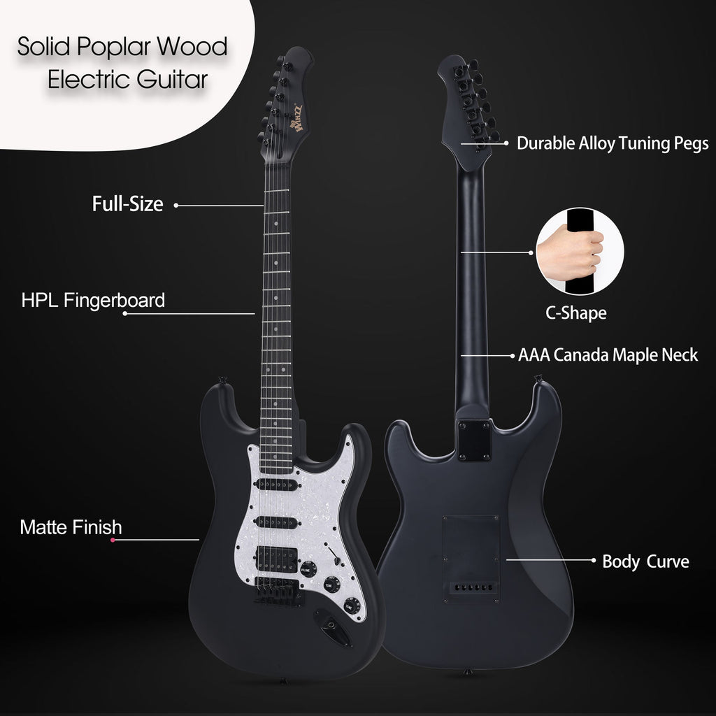 Solid Poplar Wood Electric Guitar - 39-Inch Beginner